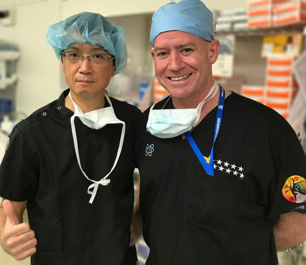 In theatre with Dr Hiro Sugaya at Funabashi Orthopaedic Hospital, Tokyo