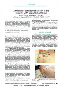 Techniques in Shoulder and Elbow Surgery paper on arthroscopic Latarjet with capsulolabral repair
