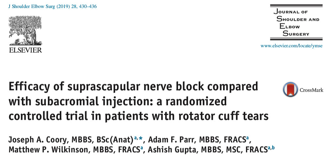 Journal of Shoulder and Elbow Surgery paper on suprascapular nerve blocks