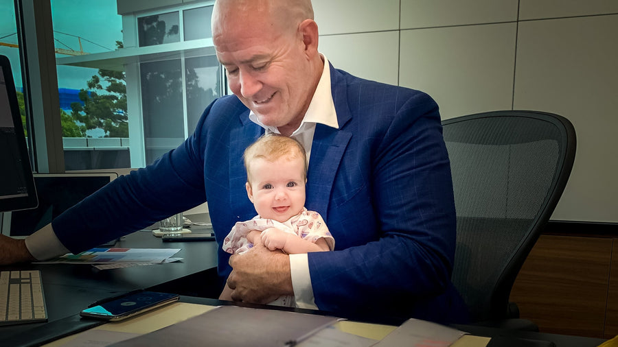 Lulu visiting the office for lunch