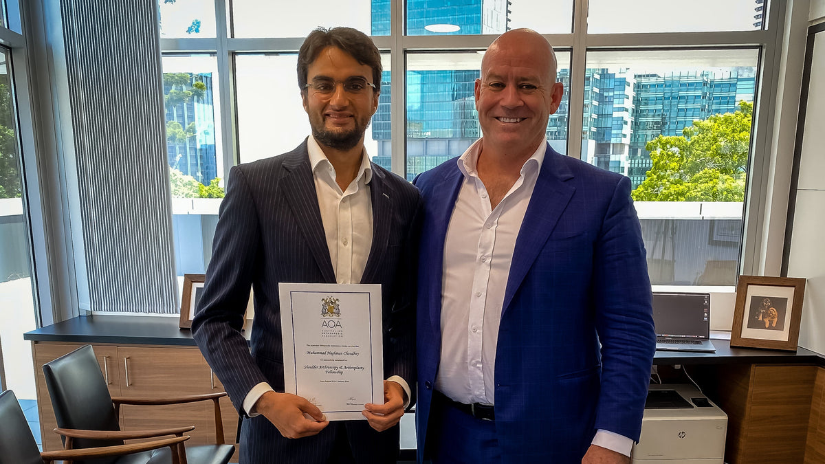 Dr Naghman Choudhry with his Australian Orthopaedic Association fellowship certificate
