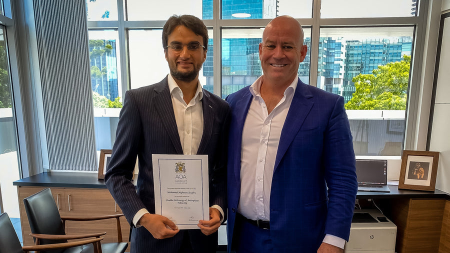 Dr Naghman Choudhry with his Australian Orthopaedic Association fellowship certificate