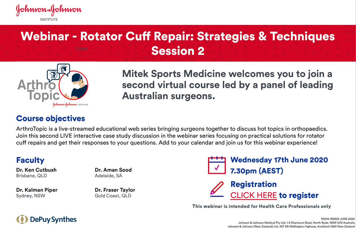 Johnson and Johnson rotator cuff webinar announcement