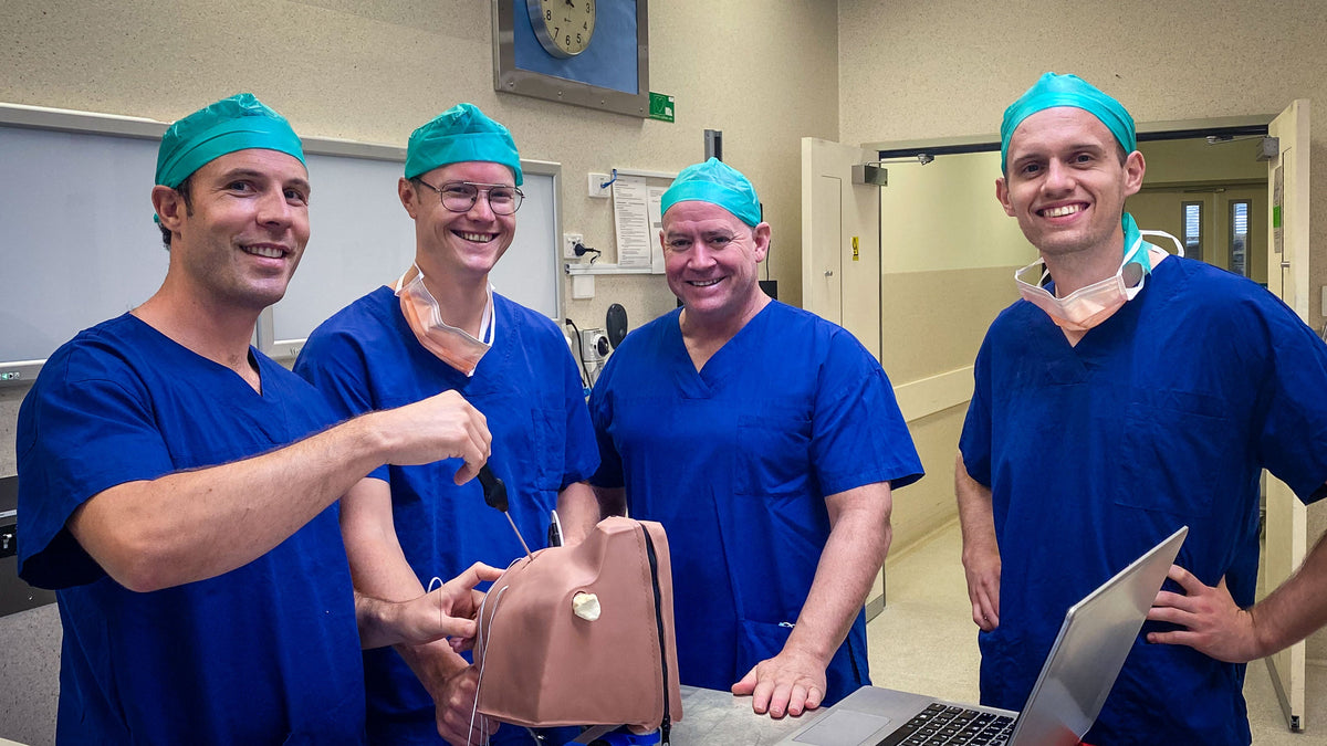 Fellows practising arthroscopic stabilisation on shoulder models