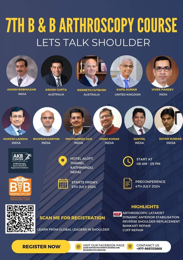 Announcement of the B&B Shoulder Arthroscopy Course in Kathmandu, Nepal