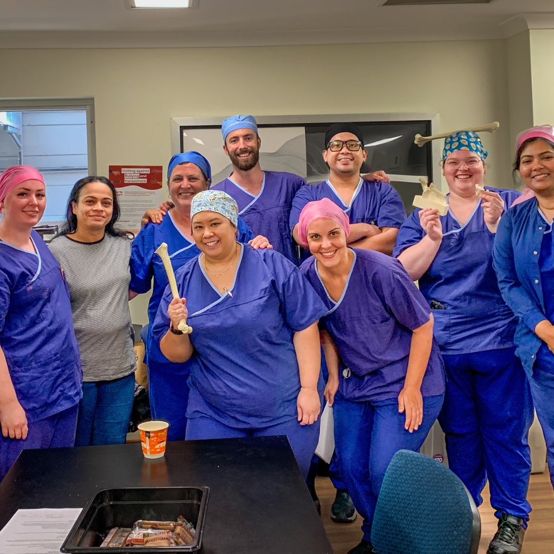 Surgical training session in the theatres at St Andrew's War Memorial Hospital