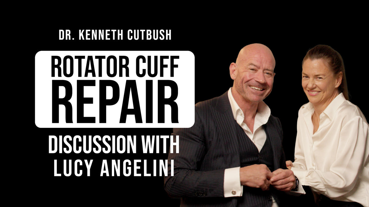 Dr Kenneth Cutbush and physiotherapist Lucy Angelini discussing rotator cuff repair rehabilitation