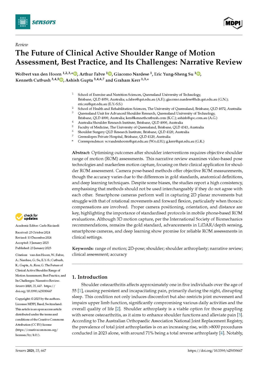 Research into shoulder range of motion assessment